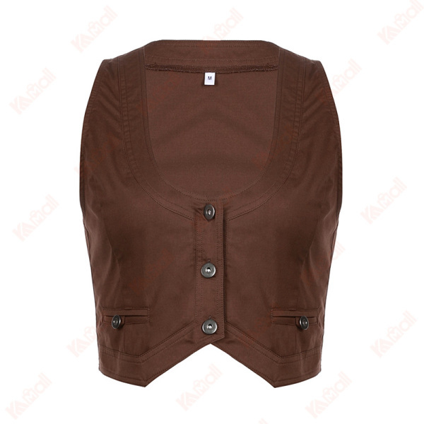 formal brown no collar vest